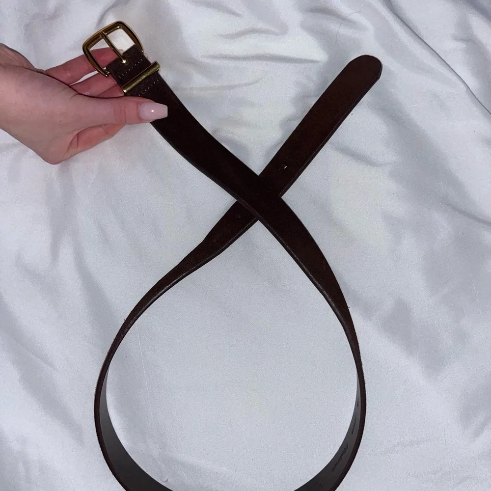 Madewell XS Suede Brown Leather Belt with Gold Buckle. Essential Accessory - Picture 14 of 14